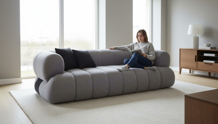 Gray upholstered sofa luxury 3-seater couch upholstered living room sofas couches
