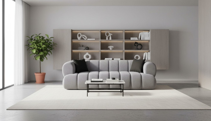 Gray upholstered sofa luxury 3-seater couch upholstered living room sofas couches