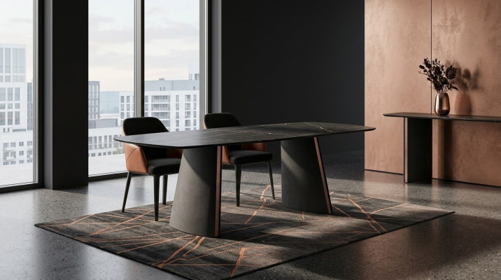 Luxury dark gray dining table dining room tables designer furniture new