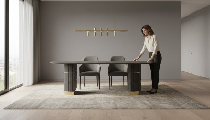 Gray designer dining table dining room furniture with metal legs wood frame table