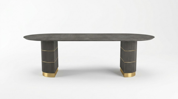 Gray designer dining table dining room furniture with metal legs wood frame table