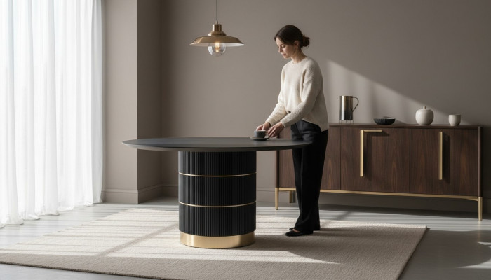 Round dining tables luxury dining room furniture designer table metal base