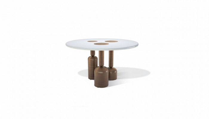 Luxury round dining table designer furniture style glass top stainless steel
