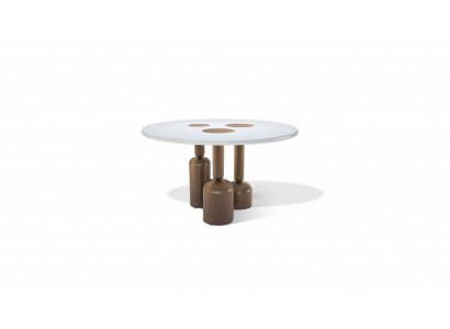 Luxury round dining table designer furniture style glass top stainless steel