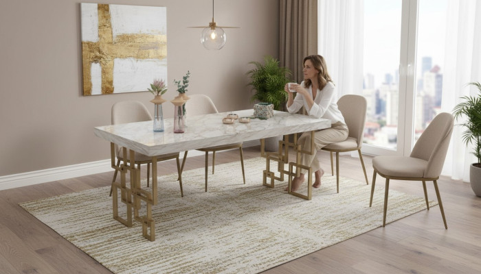 Designer white dining table dining room furniture elegant marble table modern