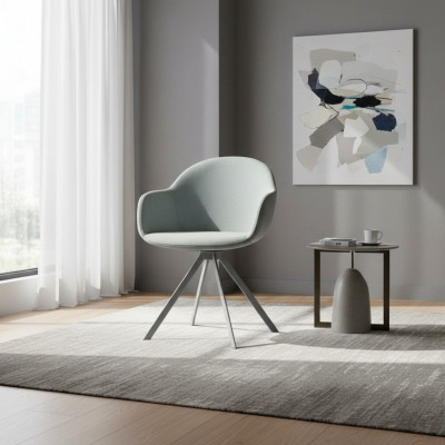 Gray upholstered chair luxury textile armchair dining room furniture stylish single-seater