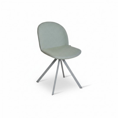 Gray Upholstered Dining Chair Designer Single-Seater with Stainless Steel Legs New