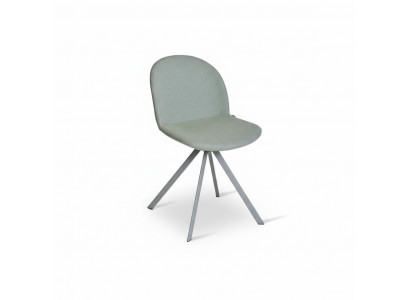 Gray Upholstered Dining Chair Designer Single-Seater with Stainless Steel Legs New
