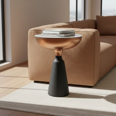 Stylish Round Side Table Designer Living Room Furniture with Glass Top