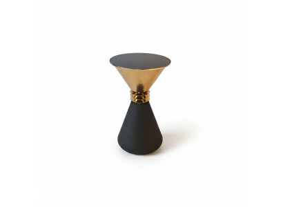 Designer round stainless steel side table with a modern luxury glass top