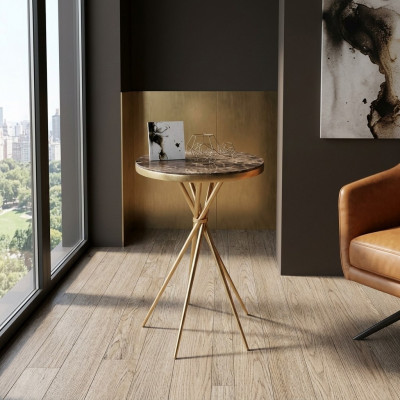 Round side table luxury stainless steel table living room furniture with steel leg
