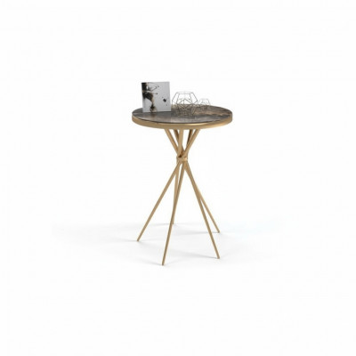 Round side table luxury stainless steel table living room furniture with steel leg