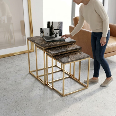 Stainless Steel Side Table Set Designer Coffee Tables Living Room Furniture