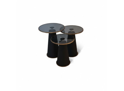 Modern black side table set 3x luxury living room coffee tables new