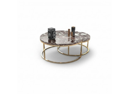 Luxury Marble Coffee Table + Side Table Set Round Living Room Tables 2-piece Set