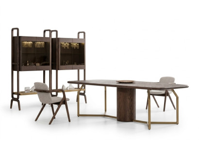 Luxury Villa Furniture Dining Set Dining Room Complete Table 4x Chair Sideboard 7-piece Set