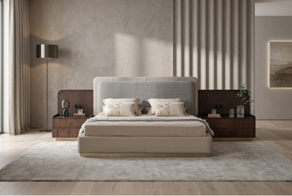 Bedroom set luxury complete bed +2x bedside tables 3-piece modern set