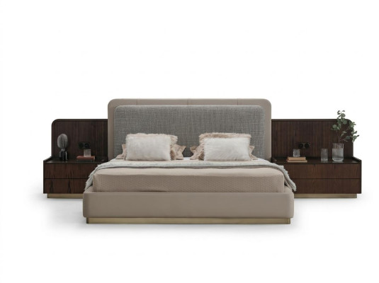 Bedroom set luxury complete bed +2x bedside tables 3-piece modern set