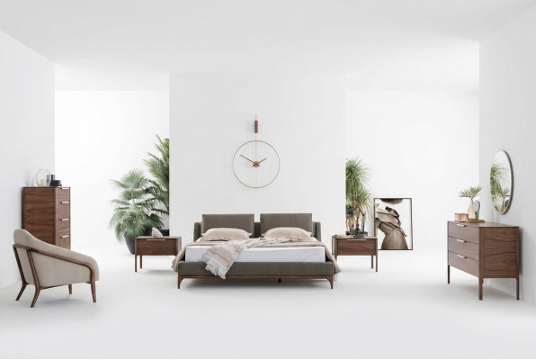 Bedroom complete set bed 2x nightstands dresser wardrobe modern