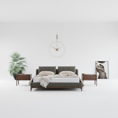 Modern design bedroom set 3-piece bed 2x nightstands 180x200