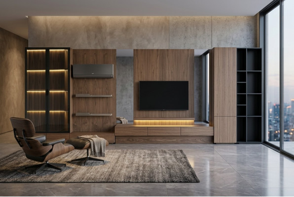 Living room TV wall unit sideboard wood brown furniture television new XXL 530 cm