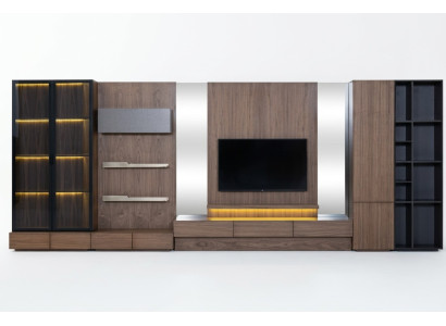 Living room TV wall unit sideboard wood brown furniture television new XXL 530 cm