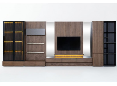 Living room TV wall unit sideboard wood brown furniture television new XXL 530 cm