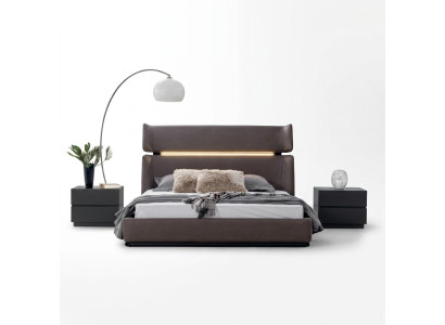 Luxury bedroom set bed with 2x nightstands, modern design set