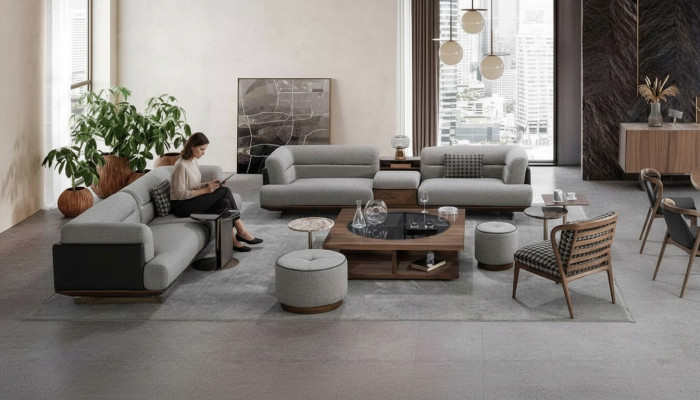 Luxury Living Room Set Sofa with Armchair Modern Design 6-Piece Sofa Suite
