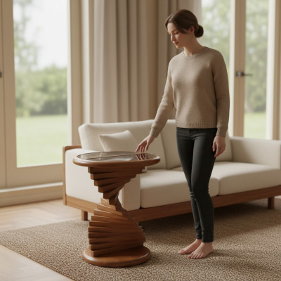 Stylish Side Table Living Room Modern Design Wooden Step Table