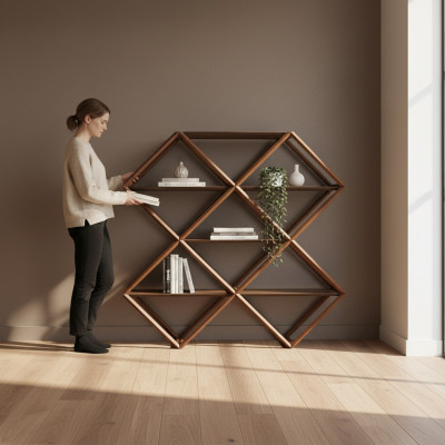 Bookshelf Classic Wooden Shelves Cabinet Office Furniture Design Furnishings