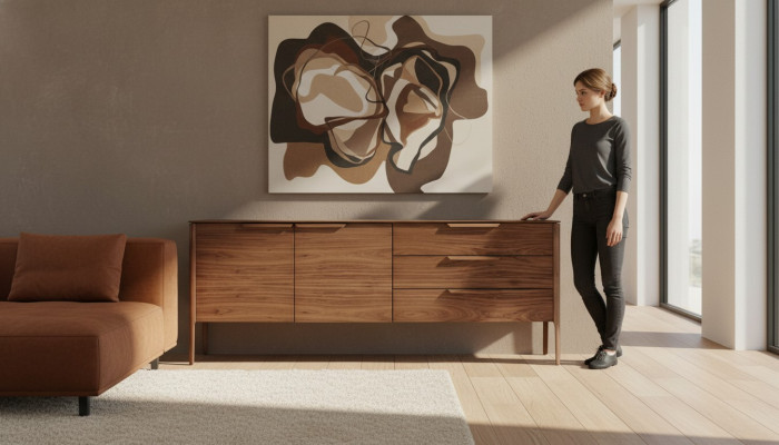 Sideboard Design Beige Luxury Dining Room Set with Wooden Sideboards
