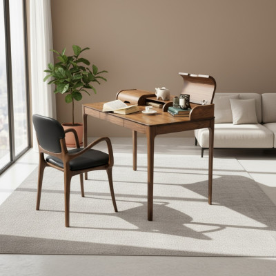 Modern office desk, brown designer desk, office furniture, designer table