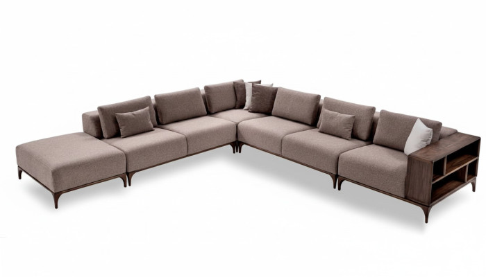 Living room corner sofa L-shape wood modern luxury design corner suite corner couch