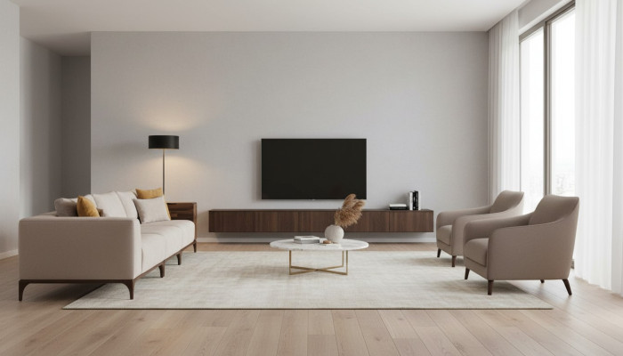Luxury living room sofa modern design wood with textiles three-seater