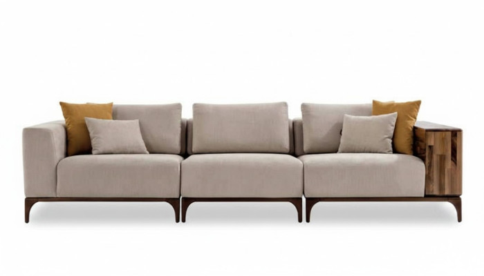 Luxury living room sofa modern design wood with textiles three-seater