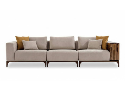Luxury living room sofa modern design wood with textiles three-seater