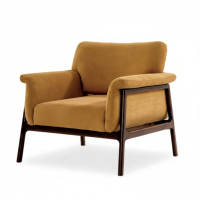 Armchair for Living Room Luxury Modern Design Wood with Textile Lounge Club