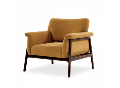 Armchair for Living Room Luxury Modern Design Wood with Textile Lounge Club