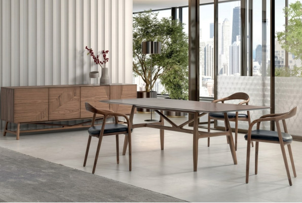 Modern 6-piece dining room set table 4x chairs with sideboard dining suite group