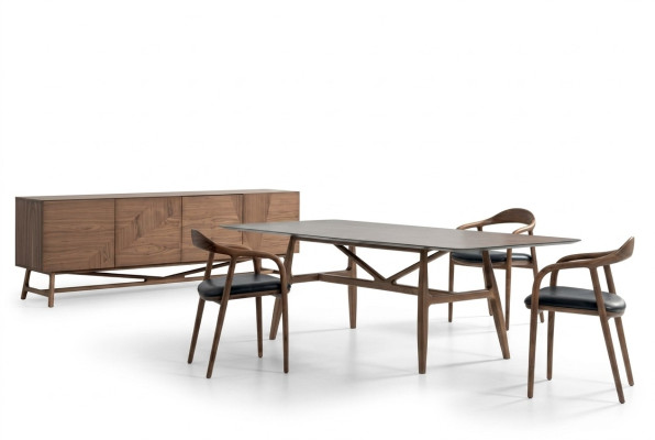 Modern 6-piece dining room set table 4x chairs with sideboard dining suite group