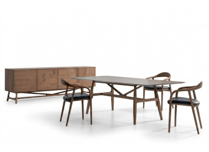 Modern 6-piece dining room set table 4x chairs with sideboard dining suite group