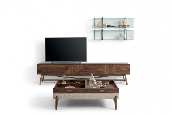 Living room TV stand with 2x wall shelf luxury design sideboard living room wall