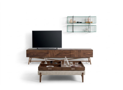 Living room TV stand with 2x wall shelf luxury design sideboard living room wall