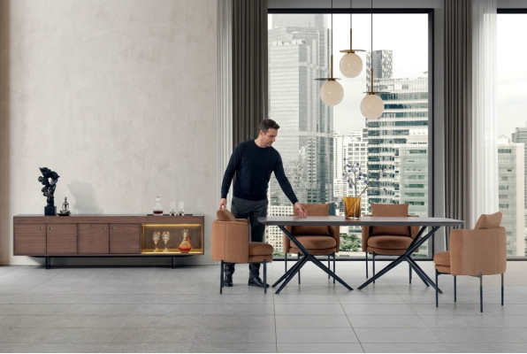 Modern Dining Room Set Table 4x Chairs Sideboard Luxury Designer Set