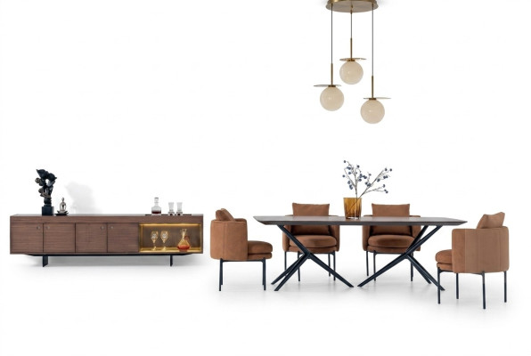 Modern Dining Room Set Table 4x Chairs Sideboard Luxury Designer Set