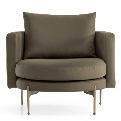 Armchair for living room modern design wood with textile round lounge club