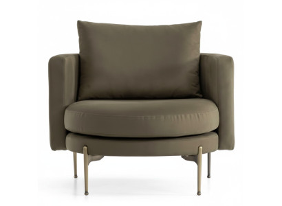 Armchair for living room modern design wood with textile round lounge club