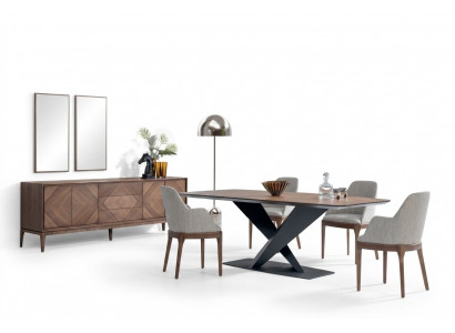 Luxury Set for Dining Room 5-piece Table 4x Chairs with Sideboard Table Wood