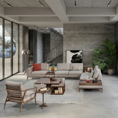 Living room corner sofa L-shape wooden corner suite sofa couches luxury furniture